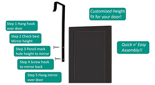 Mosaic Style Over The Door Mirror Full Length, Silver Door Hanging Mirror, Full Body Mirror For Door, Full Length Mirror Over The Door, Door Mirrors For Bedroom Full Length, Wall Mirror - 42"X14" #TOP3