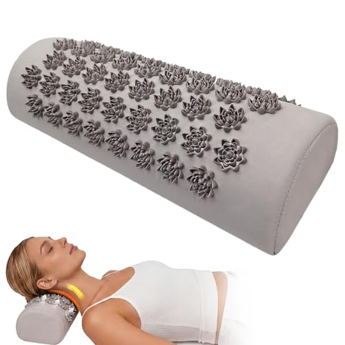 HiartGeil Acupressure Neck Pillow Ergonomic Neck Support Pillow with Raised Pressure Points Neck Rest Pillow for Home Office Travel Reading Relaxation Gift for Women & Men Light Gray