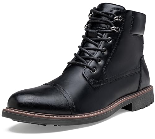 Jousen Mens Boots Leather Retro Dress Boot Cap Toe Casual Motorcycle (AMY8407 Black 11)