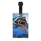 Barco pirata vs el gigante calamar equipaje etiquetas PVC etiquetas para maletas titular de tarjeta de visita/bolsa de viaje etiqueta equipaje