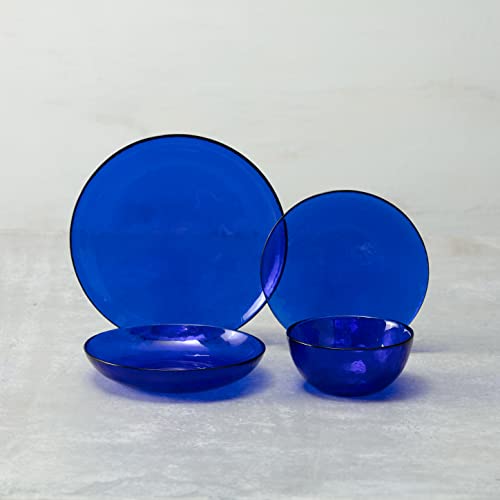 Los Cabos Glass Dinnerware And Drinkware Collection Cobalt 8 Inch Salad Plate (Set Of 4) #TOP2