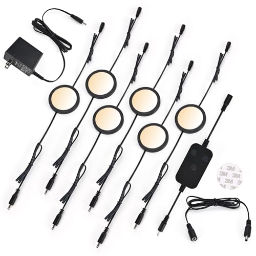 BLESSINGLUX 6pack LED Puck Light Kit, 2700-6000K Smart Round Under Cabinet Lighting with APP...