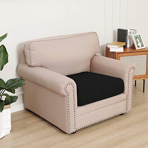 Image of Easy-Going Stretch 1 Piece Chair Couch Cushion Cover for Sofa | Sofa Cushion Furniture Protector Sofa Seat sofa slipcover Washable sofa cover soft with Elastic Bottom Black