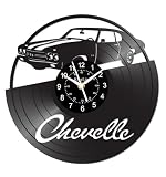 Classic Old car Vinyl Record Wall Clock, Surprise Creative Wall Decoration, Black, 12-Hour Analog Display