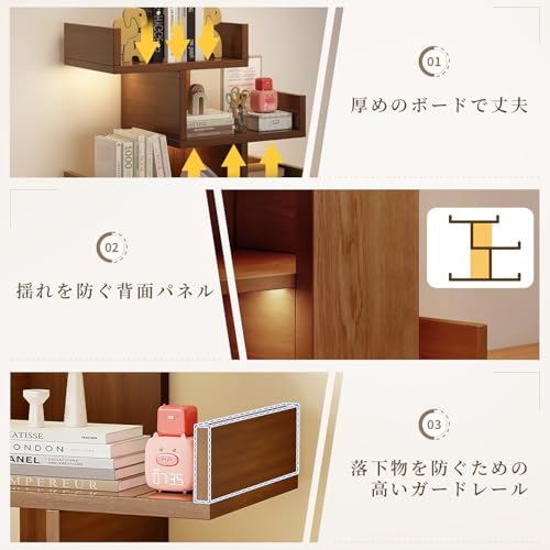 Vinnatsuデスク上置き棚 卓上ラック小さい棚 デスク上 収納 本棚 三段 卓上 棚 ラック 小さい 整理棚 机上ラック文房具収納 棚 小さい 本立て 飾り棚 ブックシェルフ 収納ラック 書棚 幅40×奥行18×高さ40cm組み立て式 (オーク色) [4]