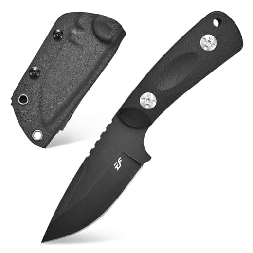 Eafengrow EF121 EDC Fixed Blade Knife D2 Blade Steel G10 Handle with Kydex Sheaths for Outdoor Activities Camping (Black)
