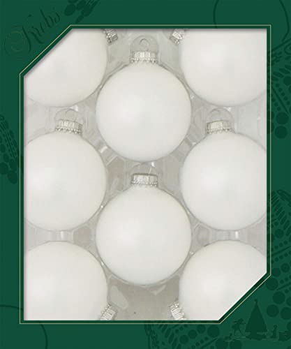 Christmas Tree Ornaments - 67Mm/2.625" Designer Glass Balls From Christmas By Krebs - Handmade Seamless Hanging Holiday Decorations For Trees - Set Of 8 (White Satin) #TOP4