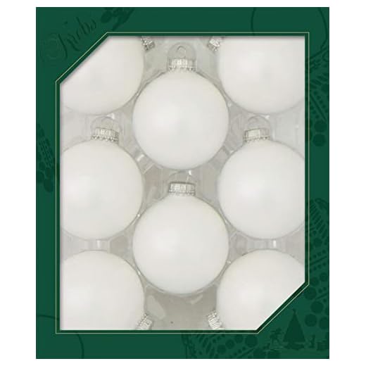 Christmas Tree Ornaments - 67mm/2.625" Designer Glass Balls from Christmas by Krebs - Handmade Seamless Hanging Holiday Decorations for Trees - Set of 8 (White Satin)