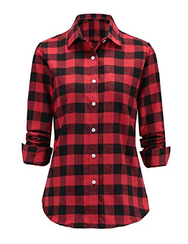 Dioufond Chemise Bucheron Femme Chemiser a Carreaux Flanelle Chemise Carreaux Rouge Femme L Cover
