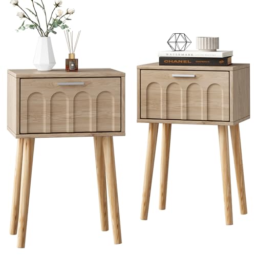 LAATOOREE Nightstand Set of 2 with Arch Doors