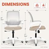 NEO CHAIR Office Desk Ergonomic Computer Mesh Chair with Lumbar Mid Back Support Adjustable Height Swivel Rolling Wheels Comfy Task Vanity Chair for Home Bedroom Study (Beige)