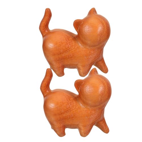 Figurines de chat en bois sculptées statuette animale ornement de bureau maison
