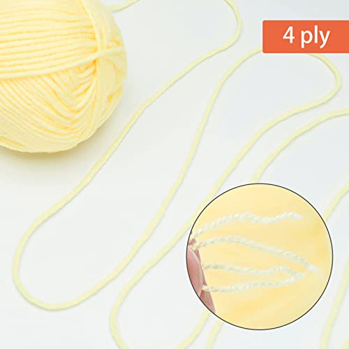 Image of NICEEC 300g Soft Assorted Colors Yarn - Sport Weight,100% Acrylic, 4 Ply, Bonbons Yarn for Crochet & Knit, DIY Project Starter Kit for Kids or Adults(Total 870yds) - Yellow