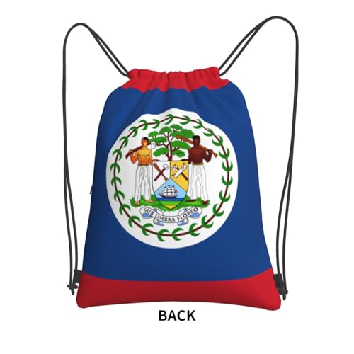 Belize Flag Drawstring Zipper Backpack - Versatile, Durable, And Stylish Design For Everyday Use, Black2