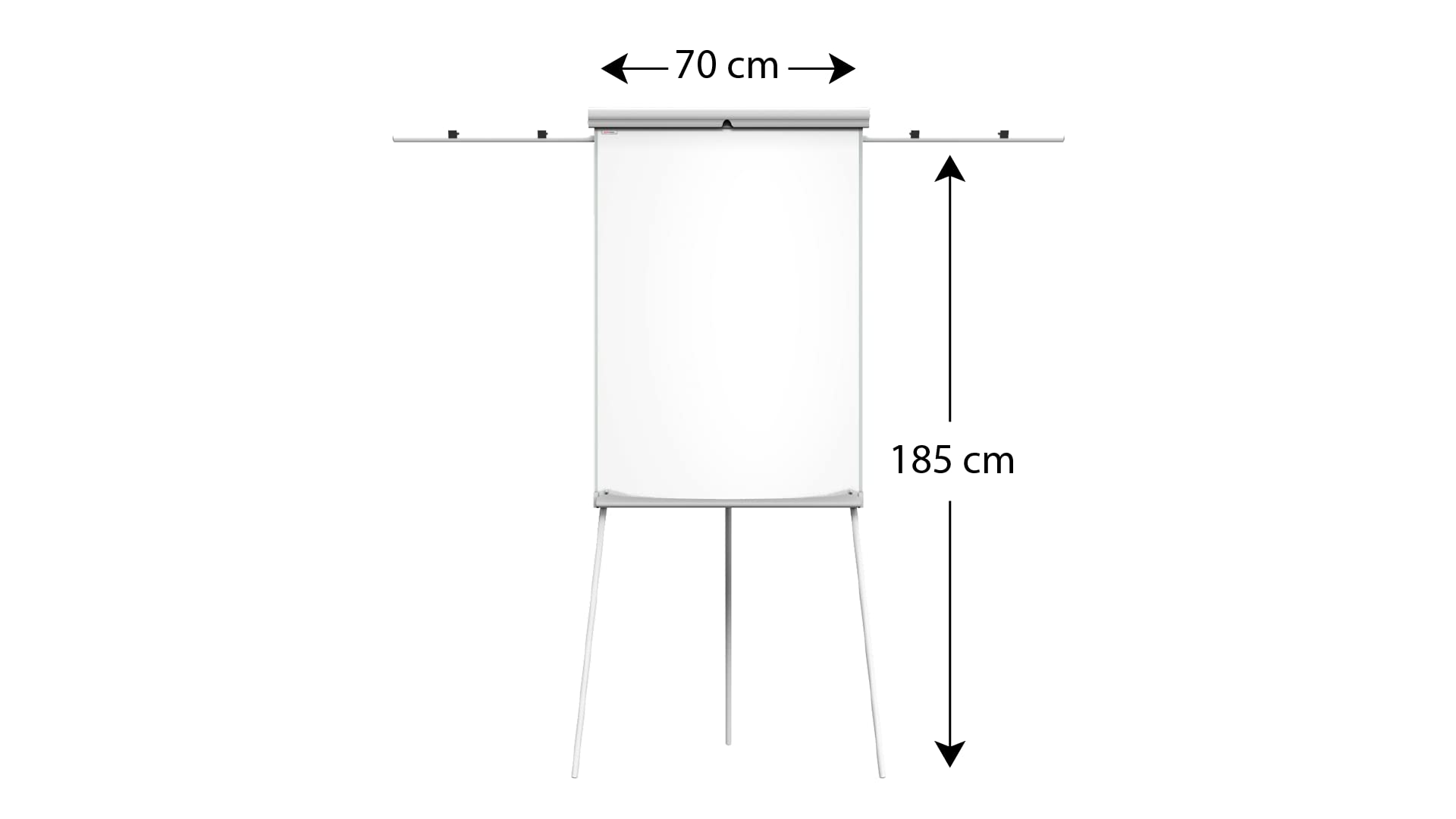 ALLboards Chevalet de Conférence 100x70cm avec Bras Latéraux sur Trépied, Hauteur Réglable, Tableau Blanc Magnétique Effaçable à Sec