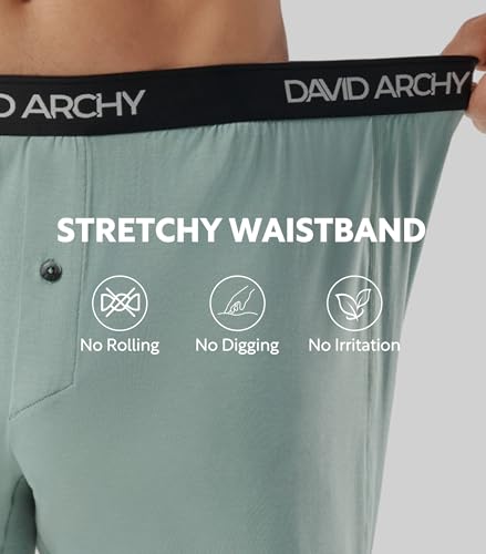Image of DAVID ARCHY Men's Bamboo Rayon Boxers, Cooling Breathable Underwear | Moisture-wicking, men's boxer shorts with button fly, relaxed fit, tagless, comfort for sleep and lounging, 3 /4 /5 pack