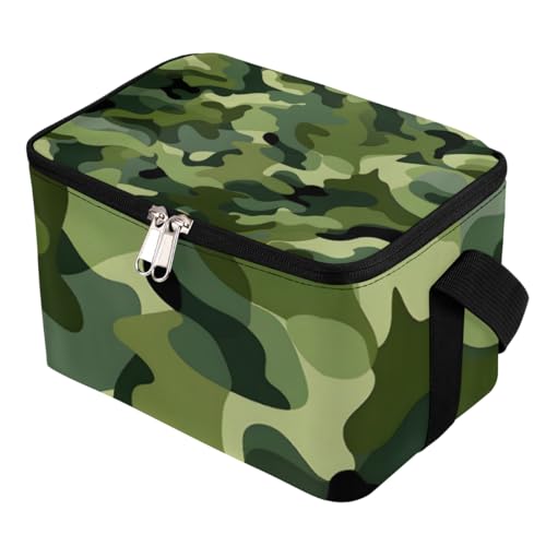 Lunch Bags for Women Men 9 Cans,Fashion Camouflage Green Hot & Cold Food Delivery Bag Insulated Grocery Bag Insulated Lunch Box Camo Skin Cooler Bag for Office Work Picnic Beach