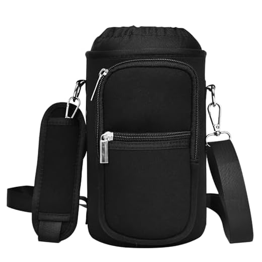 GAZLEMHO Insulated Water Bottle Bag - Neoprene Carrier Sleeve for 128 oz Water Jug, Gym Hiking 1 Gallon Bottle Carrying Pouch Sling Holder with Strap and 2 Pockets for Storage Phone, Card, Keys