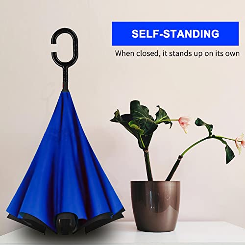 Image of MRTLLOA Double Layer Inverted Umbrella with C-Shaped Handle, Anti-UV Waterproof Windproof Straight Umbrella for Car Rain Outdoor Use