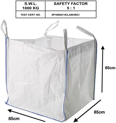 2 x FIBC Bulk Builders tonne Bag Waste Sacks Bags Garden Jumbo 1 ton Dumpy Skip Rubbish Storage Log Gravel Woven ***Pack of 2*** Large Size 86 x 86 x 86 CM (2xOTB)