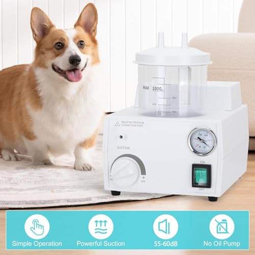 Image of Portable Veterinary Suction Machine Home Use with 1000ml Capacity 110V
