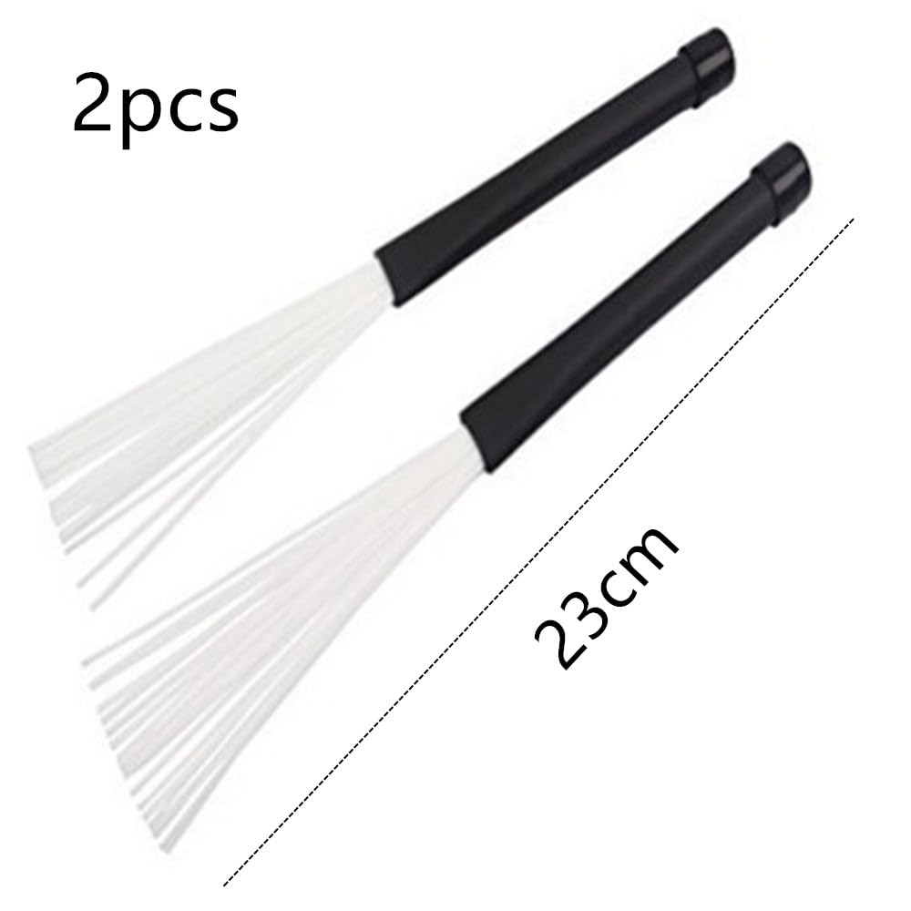 Brosse à tambour en nylon Jazz Drum Balai Kit de percussion, brosses à tambour, CuiCanfla 1 paire de baguettes Accessoires Percussion Baguette de batterie Brosse pour tambour durable