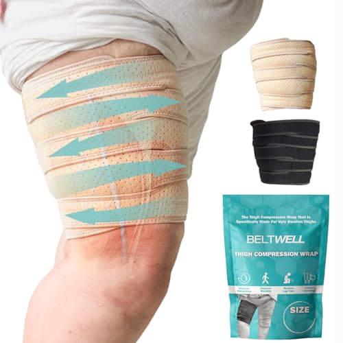 Beltwell® Adjustable Thigh Compression Wrap for Swollen Legs, Lymphedema, Varicose Veins, Lipedema, Edema, Circulation, Heaviness, Post-Surgery & Blood Clots – Muscle Recovery, Pain Relief, Circulation & Mobility – Support for Men & Women