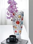 Colorful dot Crystal Glass vase 9.8 inch,Large Flower Vase，Modern Vase for Living Room, Bedroom, Kitchen, Dining Table, Mantle, Wedding. (Colorful)