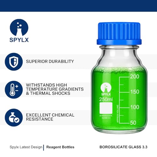 Image of Borosilicate Glass Reagent Bottle 50ml - 1 Pc | Lab Chemical Storage Bottle with Screw Cap | Heat Resistant, Leak-Proof, Reusable Glassware for Laboratory, School, Medical Use