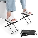 Foldable Toilet Stool - Portable Travel Poop Stool for Toilet, 5' and 10' Adjustable Heights, Heavier & More Stable, Improve Bathroom Posture and Comfort