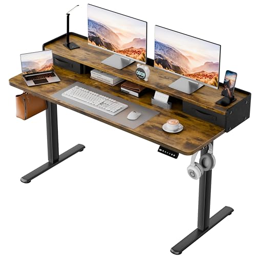 Homall Adjustable Standing Desk with Drawers and Shelf