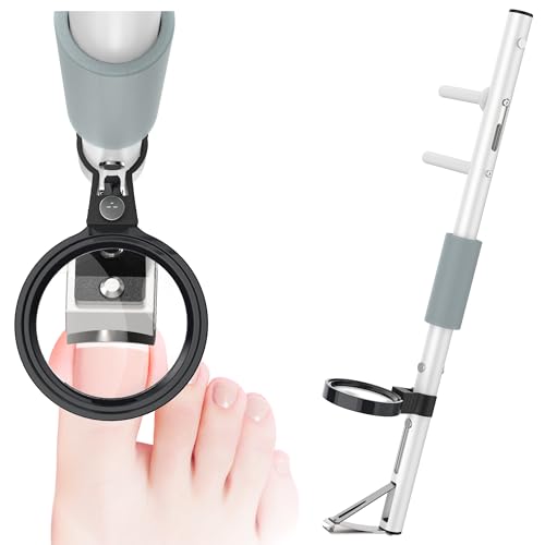 Long Handled Toenail Clippers with Magnifier Ergonomic Wide Jaw for Thick Nails Easy Reach Pedicure Tool for Seniors Arthritis & Overweight 27.5