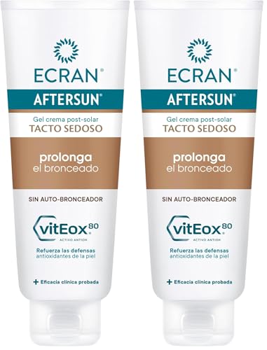 Ecran Aftersun - Aftersun Prolongador del Bronceado | Crema Postsolar sin Autobronceador que Calma, Alivia y Repara la Piel | Textura Gel-crema, Máximo Frescor, Fórmula con VitEox 80 | 250 ml