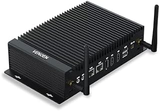 Mini PC Windows 11 Pro, Fanless Industrial Mini Computer Core i5-10210U, 8GB DDR4 512GB SSD, 2xHD-MI+DP 4K Triple Display, 2xRS232/485 COM, WiFi,BT 5.1, Dual Gigabit Lan for Office/Business PC