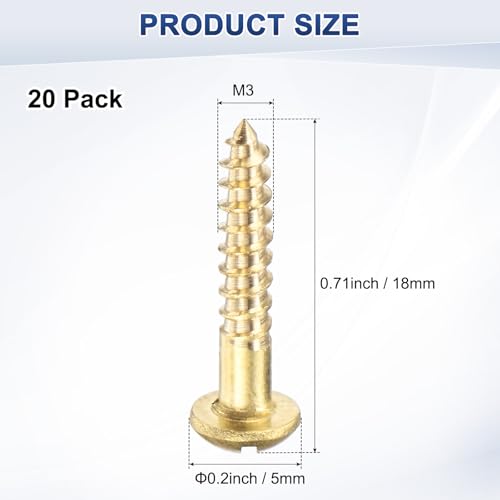 M METERXITY 20 piezas Tornillos para madera, M3 x 18mm, cabeza redonda ranurada, tornillo autorroscante para interiores, para carpintería, reparación de muebles, industria, jardinería y manualidades decorativas miniatura 3