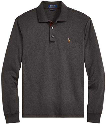 Polo Ralph Lauren Men's Long Sleeve Polo Soft (XXL, CharcoalHtr)