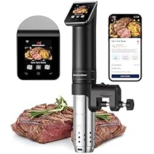 KitchenBoss WIFI Sous Vide Cooker Ultra-Quiet Sous-vide Cooking Machine 1100 Watts Stainless Steel Immersion Circulator for Kitchen with TFT Preset Recipes Black