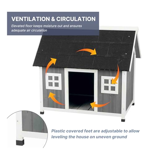TRIXIE Natura Barn Style Dog House – Dog House for Medium Dogs with Weatherproof Sealer & Peaked Roof, Wooden Dog House with Adjustable Legs for Small to Medium-Sized Dogs – 41 x 27.75 x 36 in - Image 6