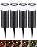 5CCT Low Voltage Bollard Pathway Lights, 4.5W 320LM 12-24V AC/DC Aluminum Waterproof Outdoor Landscape Cylinder Path Light, Glass head 4FT Corded with IP65 Wire Nuts, 4Pack 1800/2200/2700/4000/5000K