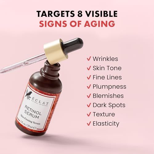 Eclat Skincare Renewing Retinol Serum for Face - Anti Aging Serum with Hyaluronic Acid & Aloe Vera – Hydrates and Improves the Signs of Aging (Fine Lines, Wrinkles & Dark Spots) 1 Fl Oz