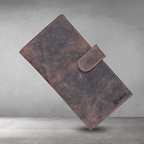 Levogue-Premium Quality Leather Rfid Unisex Checkbook Cover-Duplicate Checks Rfid Card Standard Register With Pen Inserts, Brown Vintage, Small #TOP6