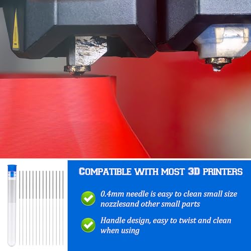 20 Stück 3D Drucker Düsenreinigungsset, 3D-Drucker Düsenreinigungsnadeln, Universelle 0,4 mm Edelstahl Nadeln Reiniger, 3D Drucker Nadeln Zubehör – Bild 6