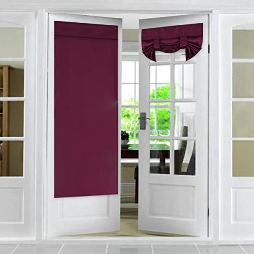 Blackout French Door Panel Tricia Window Door Curtains Full Privacy, Rod Pocket Functional Thermal Insulated Curtain Patio Door Panel, Single Panel, 26 X 68 Inches, Burgundy #TOP8