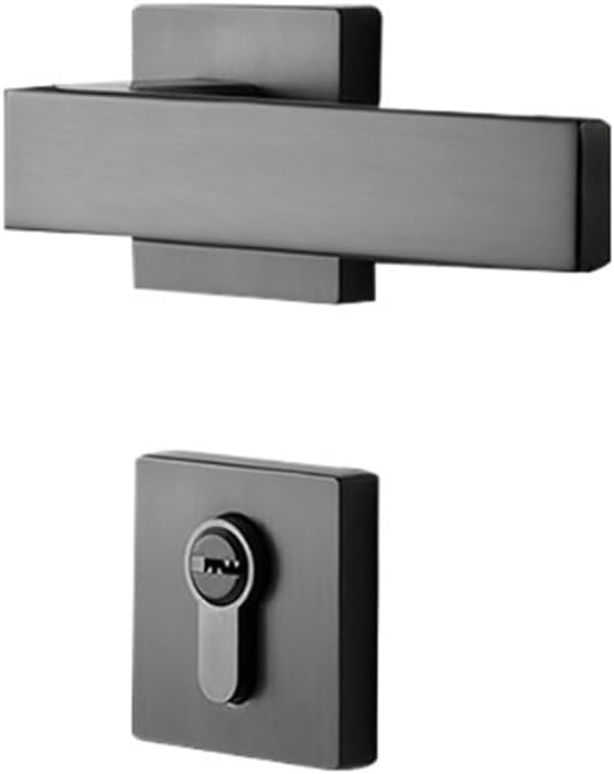 Nordic Style Indoor Bedroom Door Lock Magnetic Post-Modern Silent Room Door Lock Split Wooden Door Lock Handle Black Door Lock(Steel Gray A08-260 5845 Lock Body)