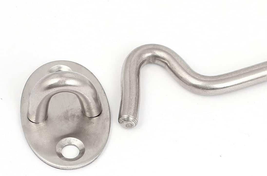 Hook Eye Latch Door Lock,Door Catch,Gate Hook,Hook Lock,12-inch Cabin Hooks Latch Door Gate Swivel Window Hook with Mounting Screws 4pcs Latch