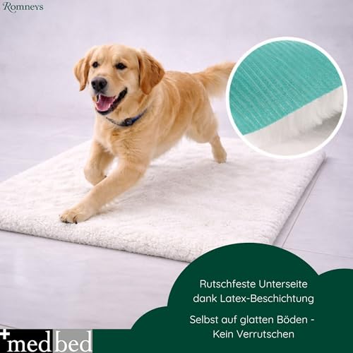Medbed Premium - Die medizinische Hundedecke: rutschfest, feuchtigkeitsabsorbierend, atmungsaktiv und waschbar (50x70 cm, Pfötchen-Grau)