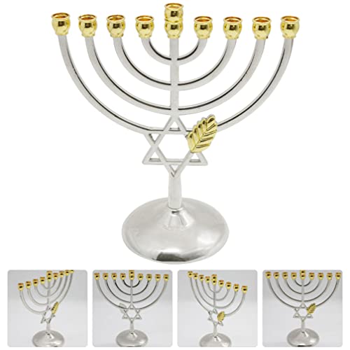 DECHOUS Castiçal vintage menorá 9 ramos suporte decorativo de metal Jerusalém castiçais de ano novo