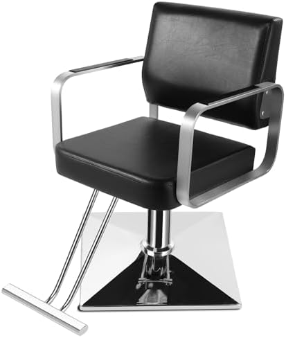 WINEDYOUNG Stylist Chairs for Salon, Hydraulic Pump Salon Chair 360 Degree Rotating Barber Chair, Spa Beauty Equipment for Hair Stylists, Tattoo Artists, Cosmetologists (Silvery)