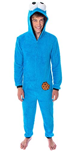 Sesame Street Adult Unisex Cookie Monster Costume Sherpa One-Piece Union Suit Pajama Onesie For Men And Women (Large/Xl) #TOP1