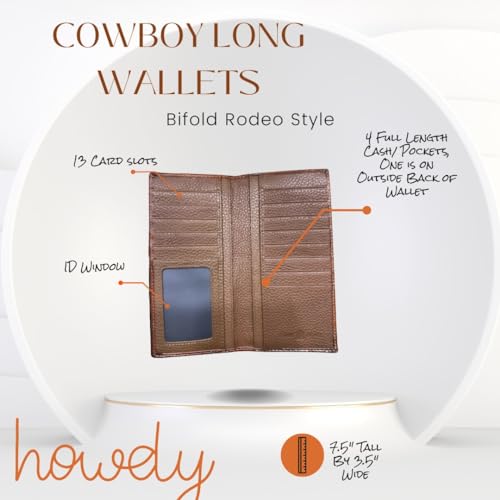 Urbalabs Mens Long Wallet Floral Cutout Layered Leather Brown White Soft Leather Checkbook Style Cowboy Hand Crafted High End Mens Wallets Leather Bull Rider Rodeo Concho Gifts For Men4